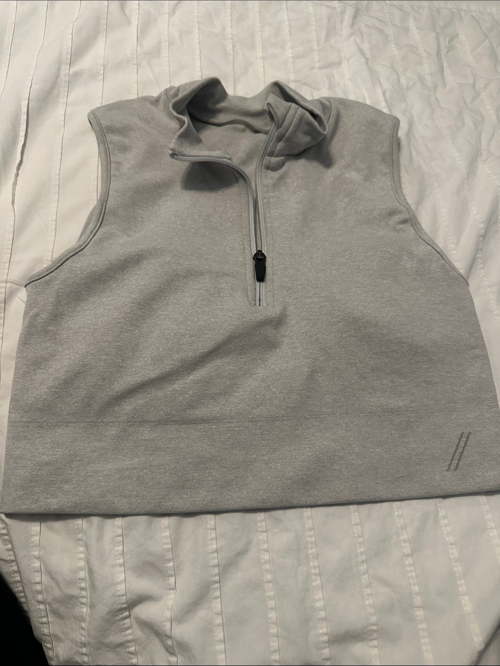 Sleeveless Zip-Up Top - Light Gray